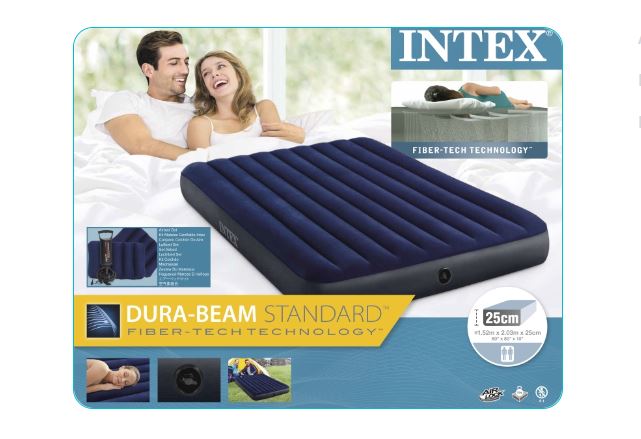 Матрас надувной 152x203x25 см с 2 подушками, механический насос (64765) INTEX