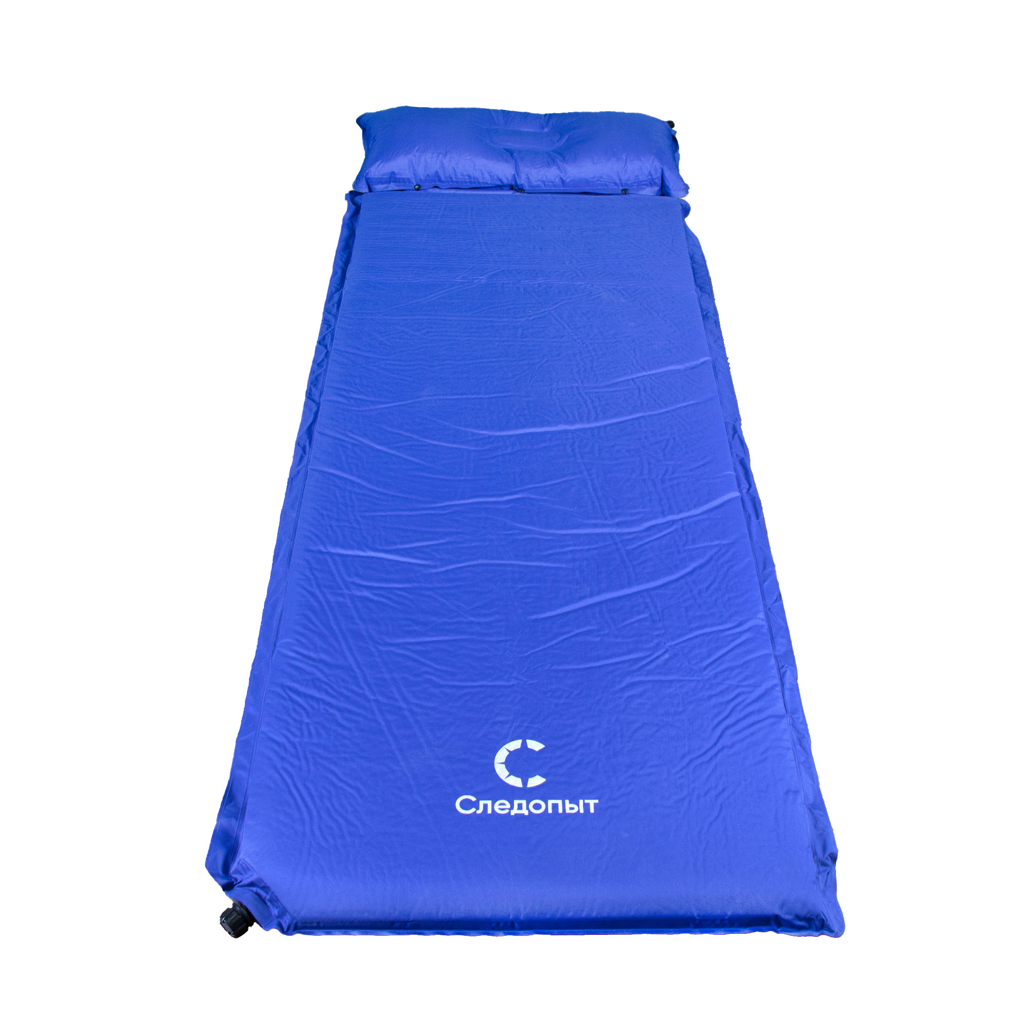 Коврик самонадувающийся с подушкой СЛЕДОПЫТ, 188x65x5 cм, стандарт, синий/10/