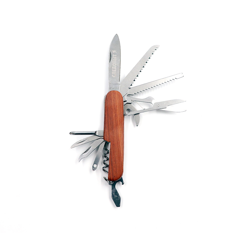 Мультитул "СЛЕДОПЫТ", 11 предметов, деревянная ручка, в коробке/240/