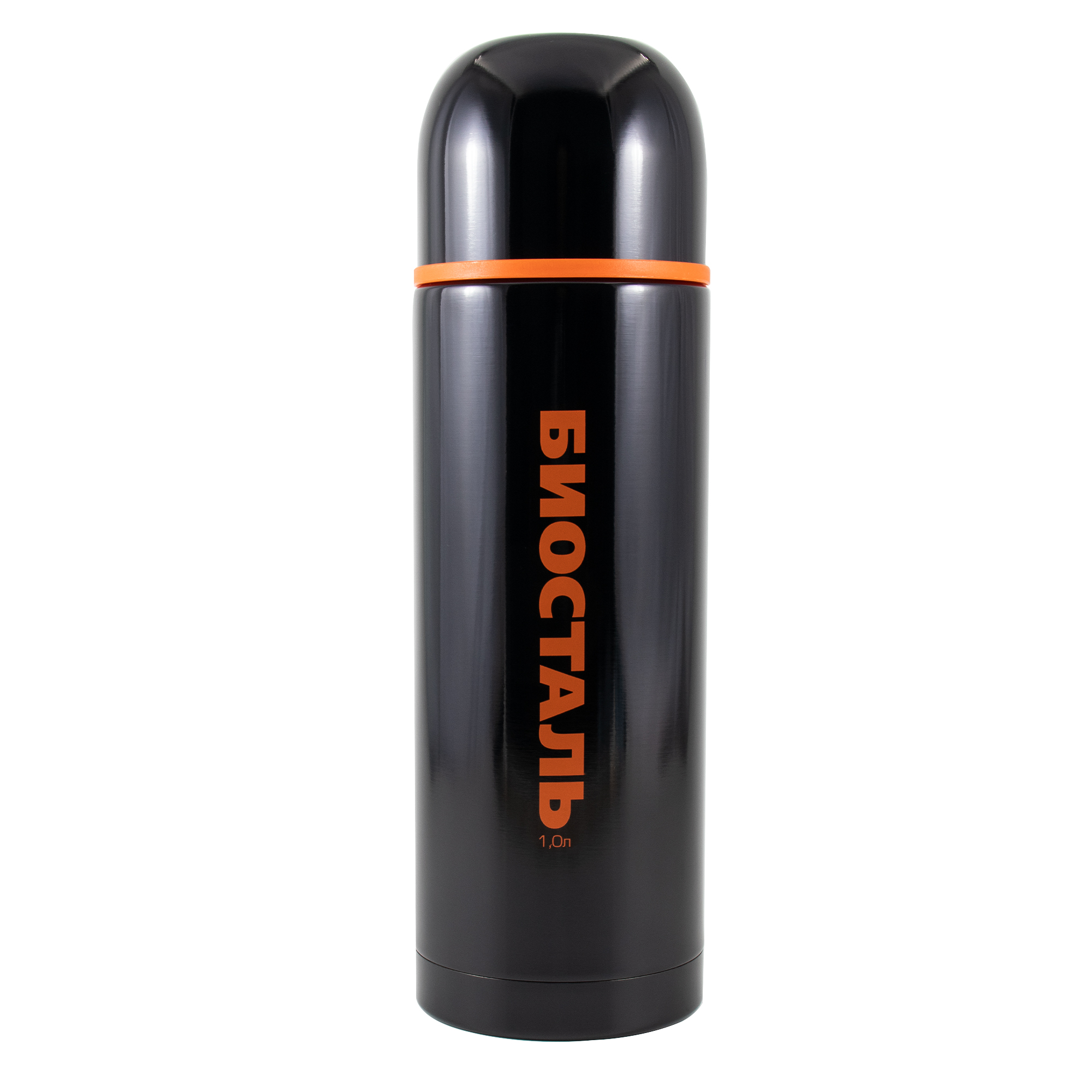 Термос "Биосталь-СПОРТ" с узкой горловиной, цв. черный, 1,0 л/12/