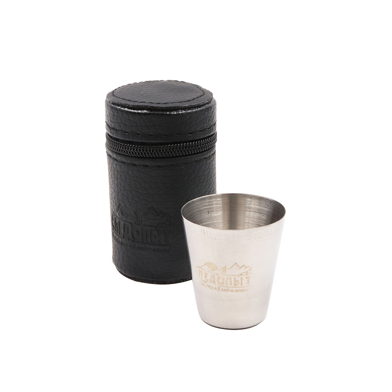 Рюмка «СЛЕДОПЫТ» 25 мл, в кожаной тубе (4 шт.)/200/