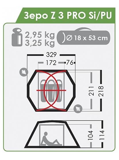 Палатка Normal Зеро Z 3 PRO Si/PU Олива